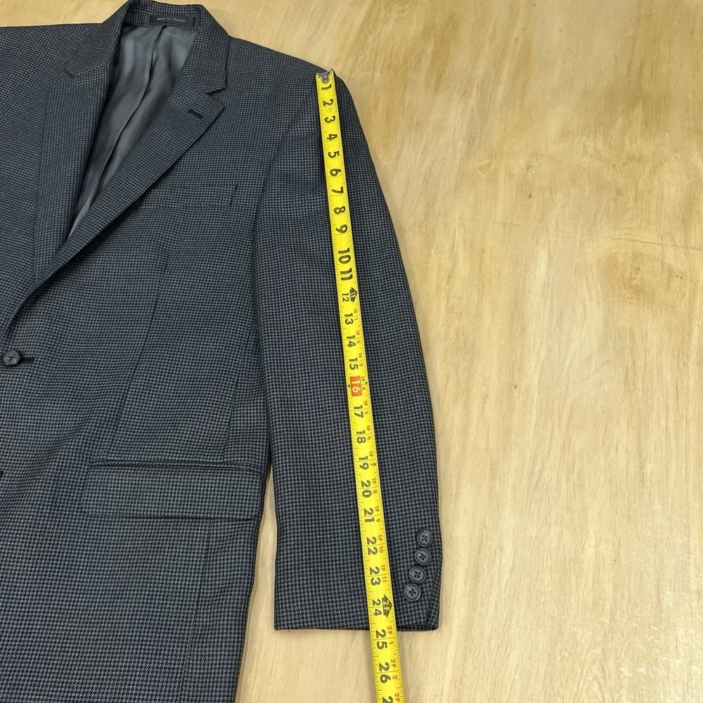Lauren Ralph Lauren Blazer Mens 42L Long Polyester‎ Rayon Gray/Black Houndstooth